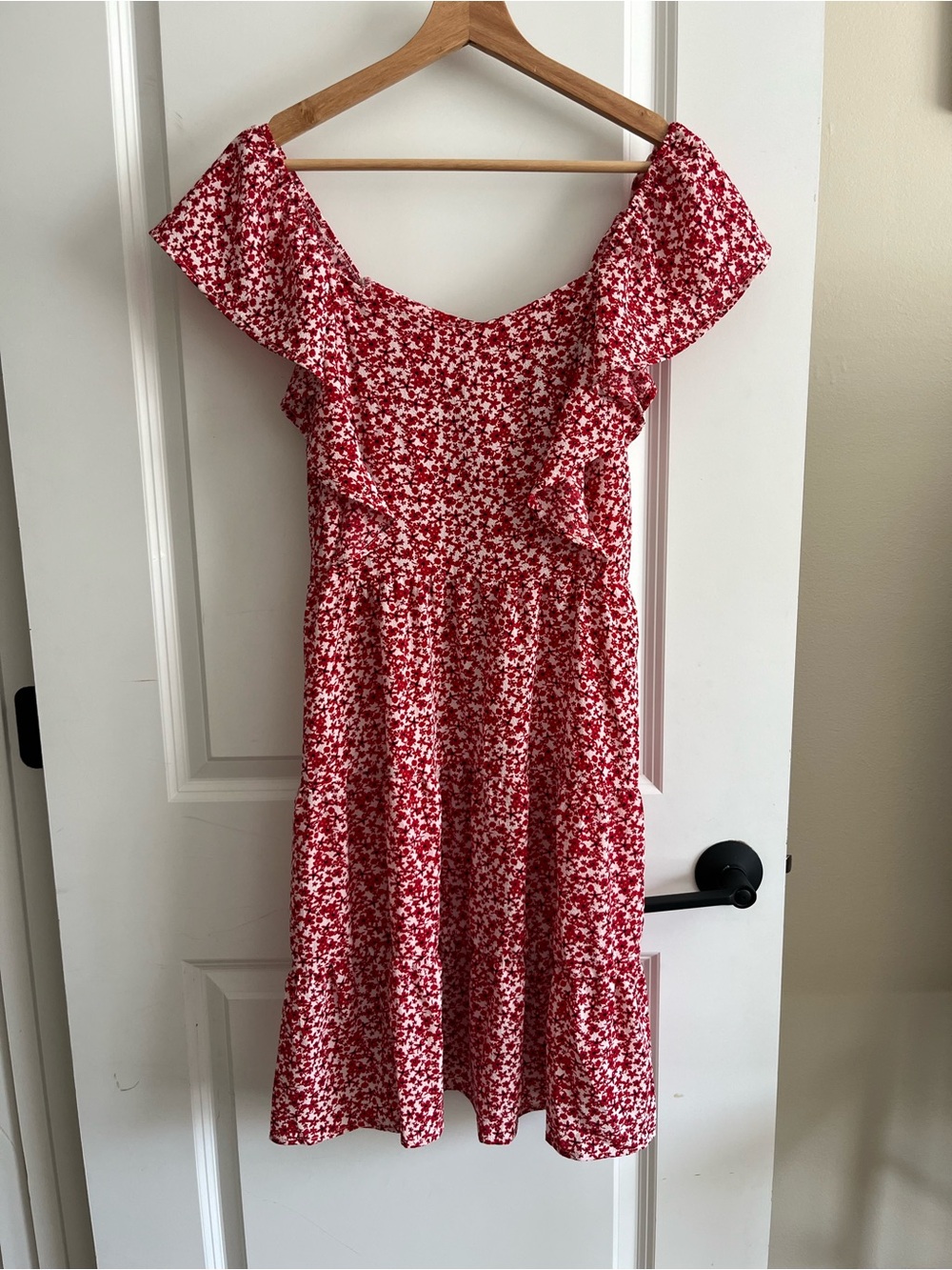 Monteau Red Floral Dress sz M